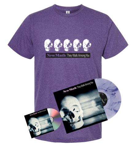 Pre-Order New Math's They Walk Among You [Remastered + Expanded] Tee, CD + Amethyst Swirl LP Bundle